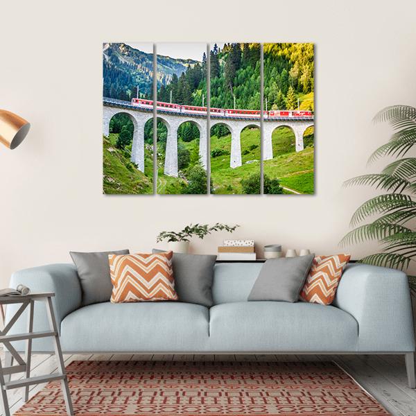 Swiss Railway Track View In Switzerland Canvas Wall Art-4 Horizontal-Gallery Wrap-34" x 24"-Tiaracle