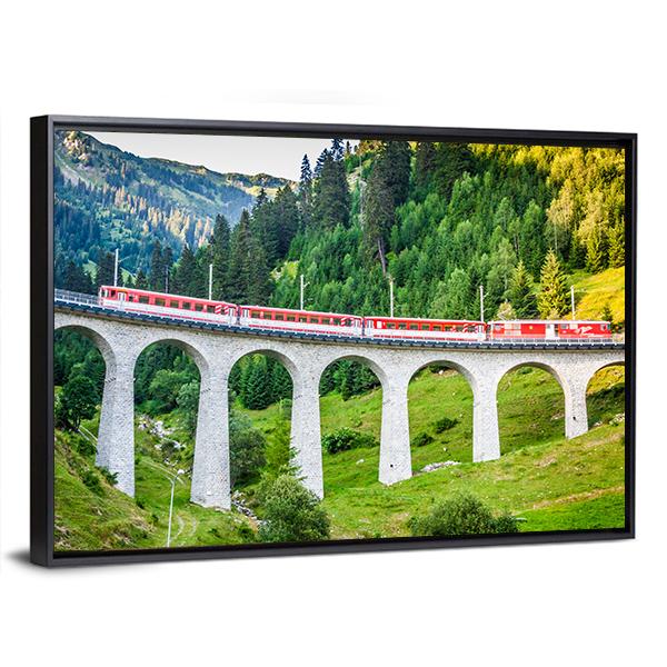 Swiss Railway Track View In Switzerland Canvas Wall Art-3 Horizontal-Gallery Wrap-25" x 16"-Tiaracle
