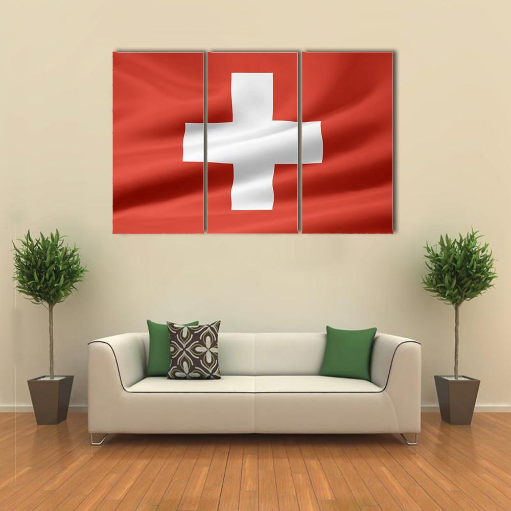 Switzerland Flag Canvas Wall Art-3 Horizontal-Gallery Wrap-37" x 24"-Tiaracle