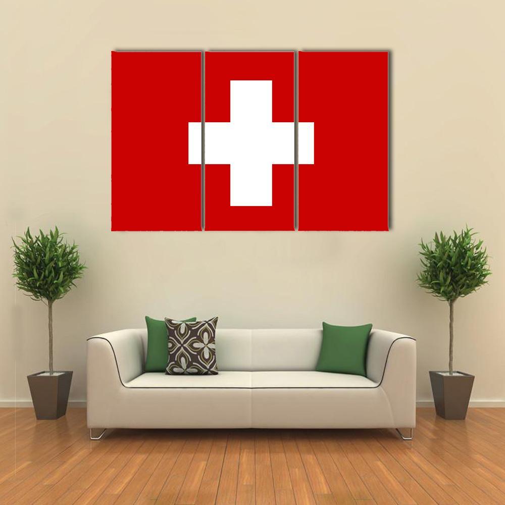 Switzerland Flag Canvas Wall Art-3 Horizontal-Gallery Wrap-37" x 24"-Tiaracle
