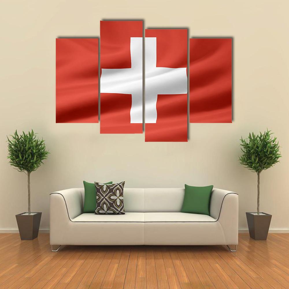 Switzerland Flag Canvas Wall Art-4 Pop-Gallery Wrap-50" x 32"-Tiaracle