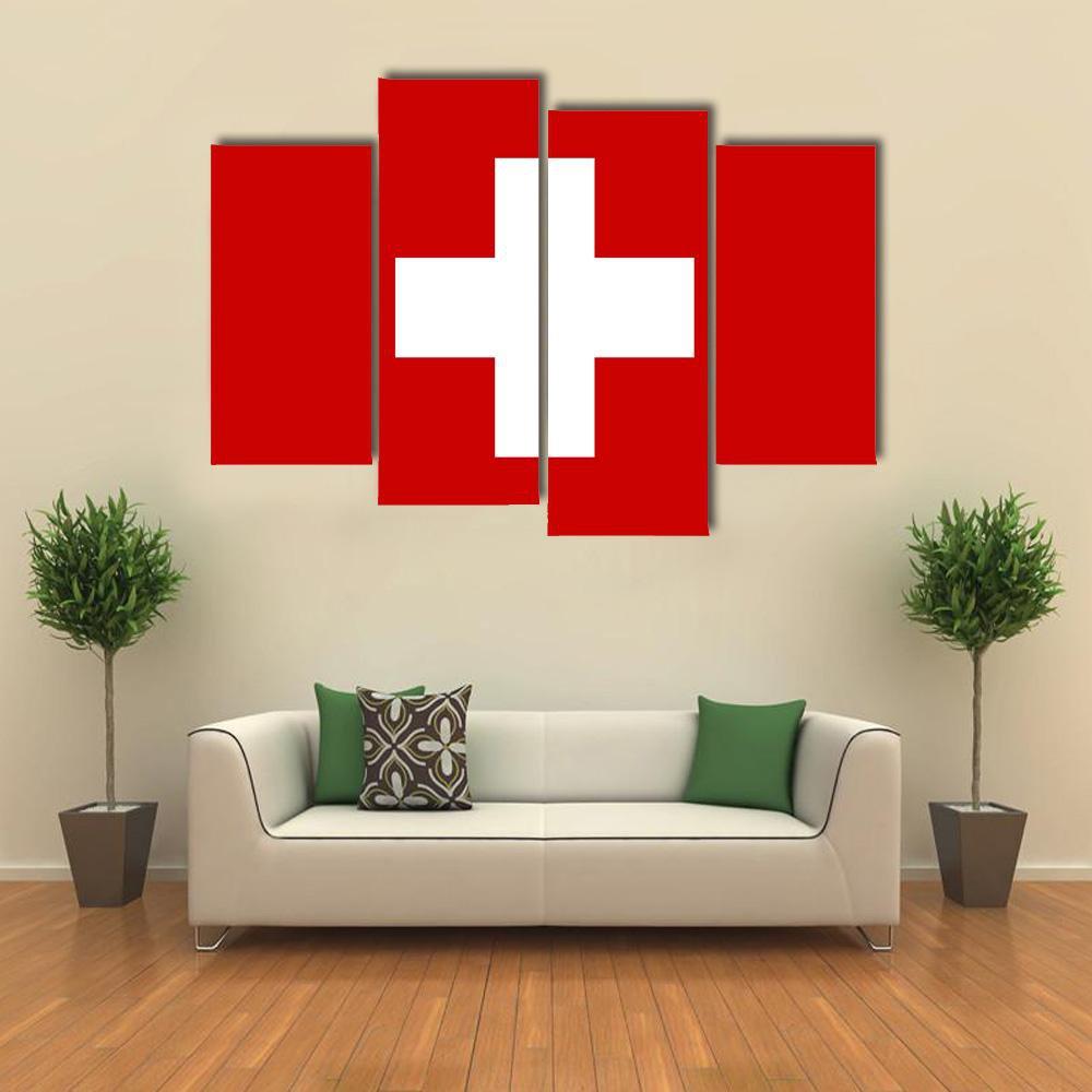 Switzerland Flag Canvas Wall Art-4 Pop-Gallery Wrap-50" x 32"-Tiaracle