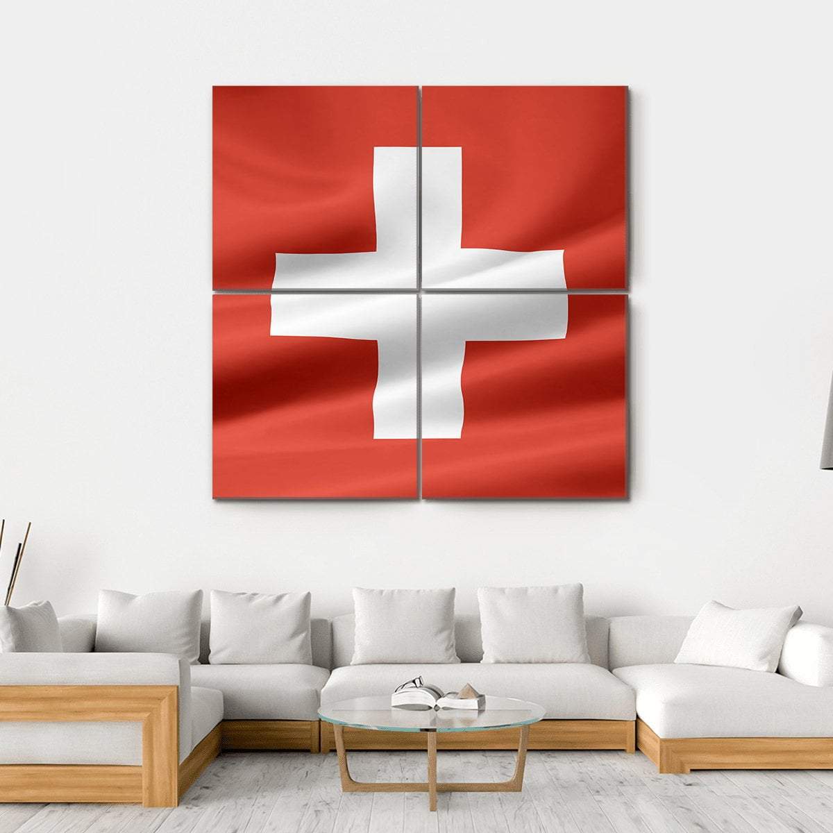 Switzerland Flag Canvas Wall Art-4 Square-Gallery Wrap-17" x 17"-Tiaracle