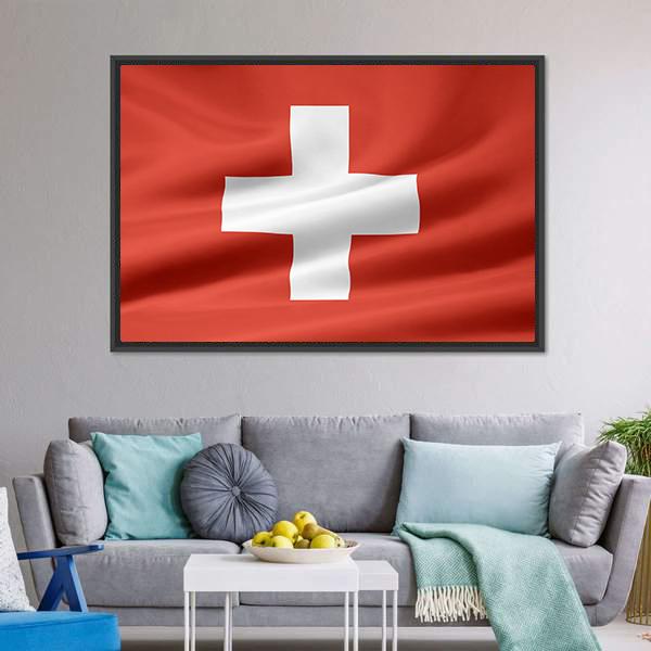 Switzerland Flag Canvas Wall Art-3 Horizontal-Gallery Wrap-25" x 16"-Tiaracle