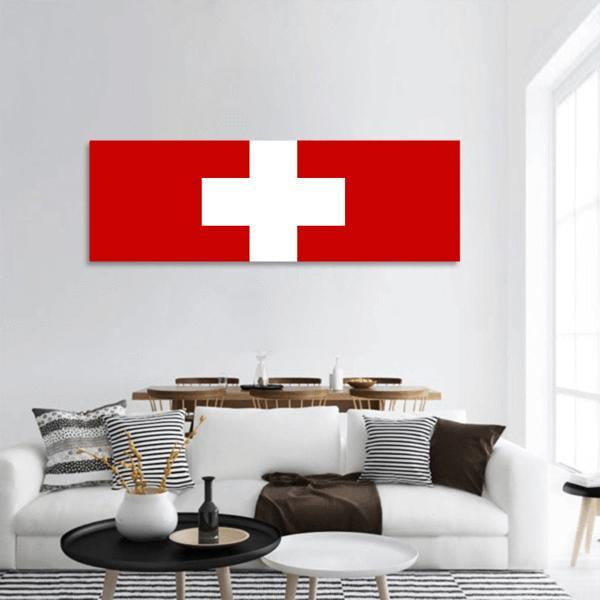 Switzerland Flag Panoramic Canvas Wall Art-3 Piece-25" x 08"-Tiaracle