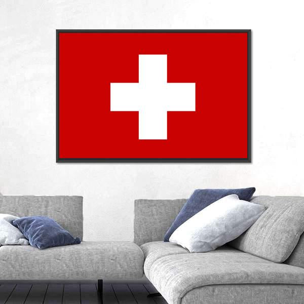 Switzerland Flag Panoramic Canvas Wall Art-1 Piece-36" x 12"-Tiaracle