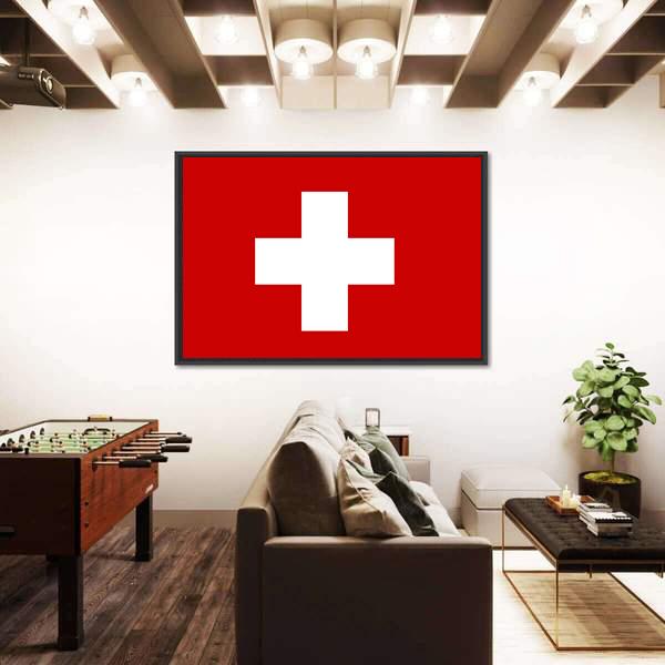 Switzerland Flag Panoramic Canvas Wall Art-1 Piece-36" x 12"-Tiaracle