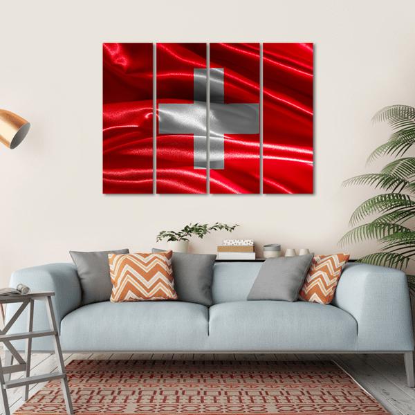 Switzerland Wavy Flag Canvas Wall Art-4 Horizontal-Gallery Wrap-34" x 24"-Tiaracle