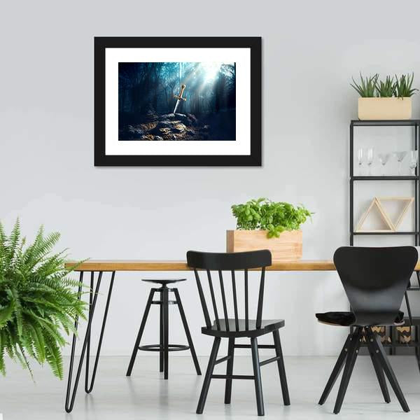 Sword In Stone Panoramic Canvas Wall Art-1 Piece-36" x 12"-Tiaracle