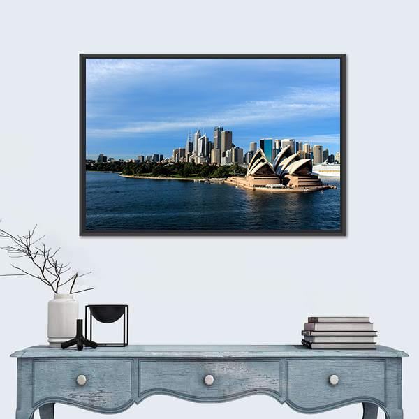 Sydney Australia City Skyline Canvas Wall Art-1 Piece-Floating Frame-24" x 16"-Tiaracle