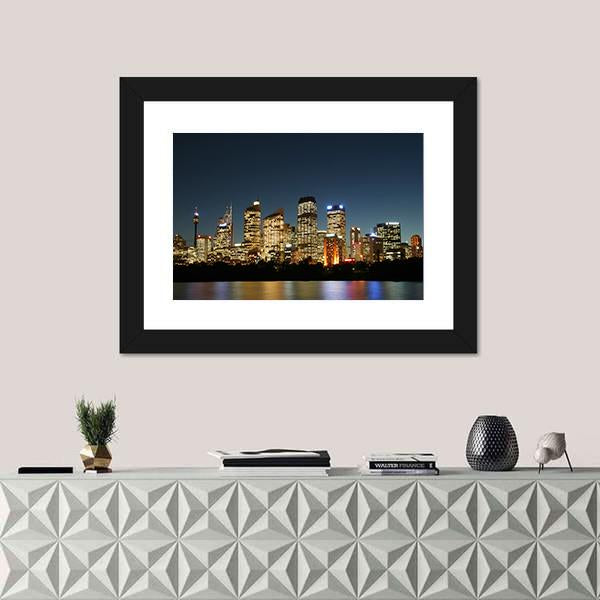 Sydney City At Night Canvas Wall Art-1 Piece-Framed Print-20" x 16"-Tiaracle
