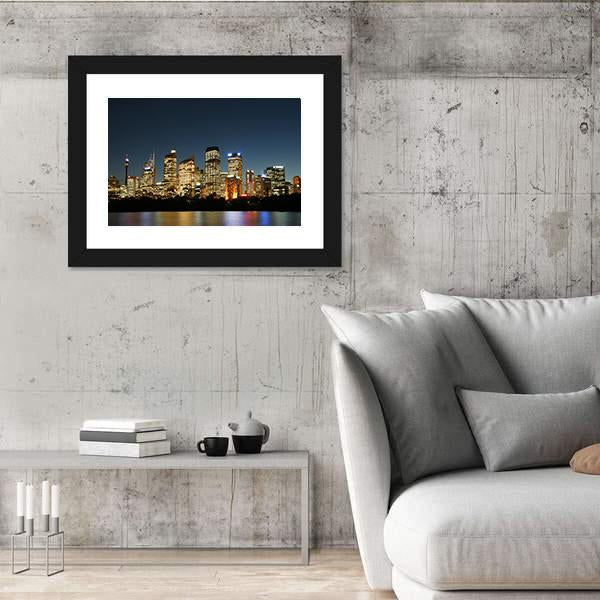 Sydney City At Night Canvas Wall Art-3 Horizontal-Gallery Wrap-25" x 16"-Tiaracle