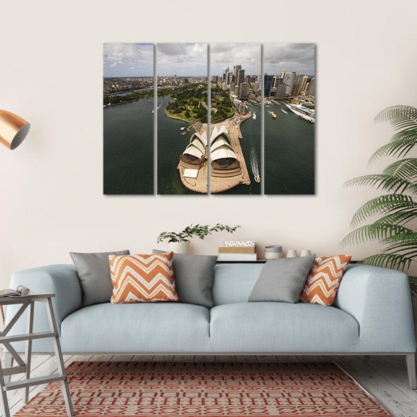 Sydney City From The Air Canvas Wall Art-4 Horizontal-Gallery Wrap-34" x 24"-Tiaracle