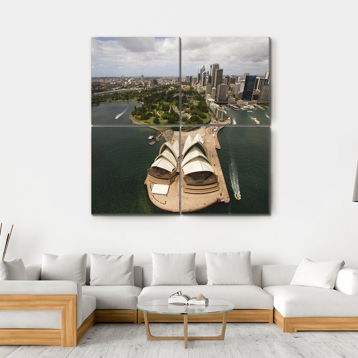 Sydney City From The Air Canvas Wall Art-4 Square-Gallery Wrap-17" x 17"-Tiaracle