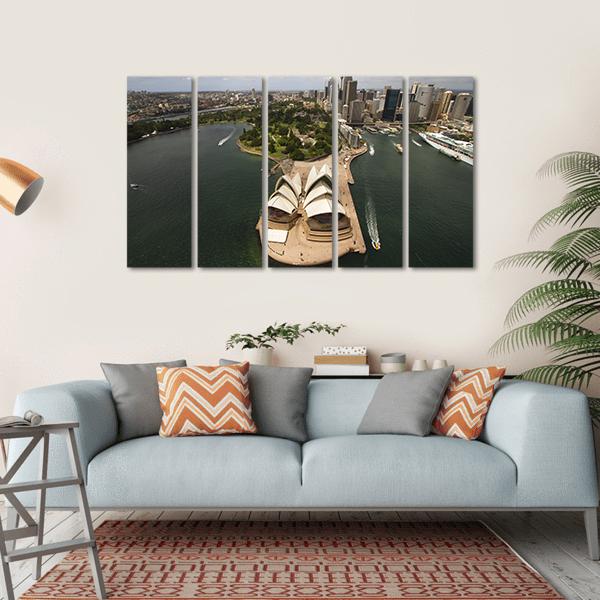 Sydney City From The Air Canvas Wall Art-5 Horizontal-Gallery Wrap-22" x 12"-Tiaracle