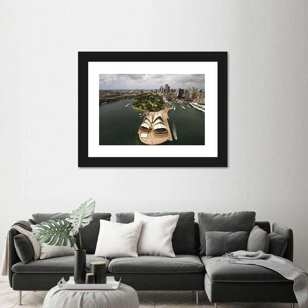 Sydney City From The Air Canvas Wall Art-3 Horizontal-Gallery Wrap-25" x 16"-Tiaracle