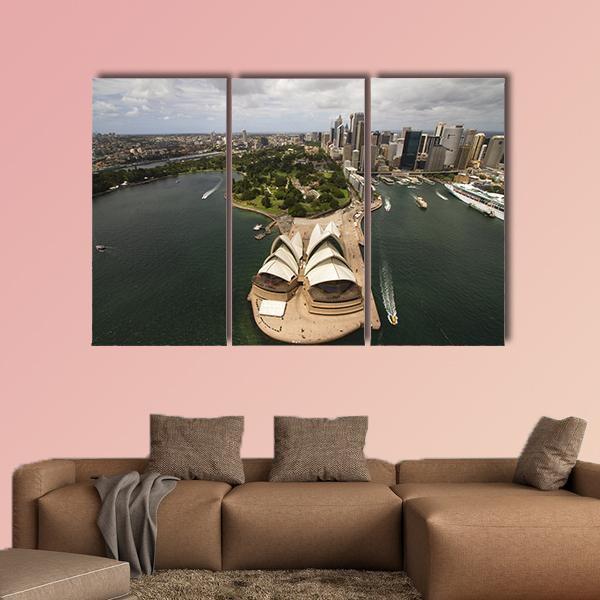 Sydney City From The Air Canvas Wall Art-3 Horizontal-Gallery Wrap-25" x 16"-Tiaracle