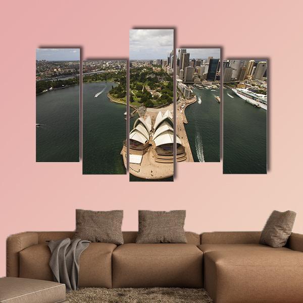 Sydney City From The Air Canvas Wall Art-5 Pop-Gallery Wrap-47" x 32"-Tiaracle