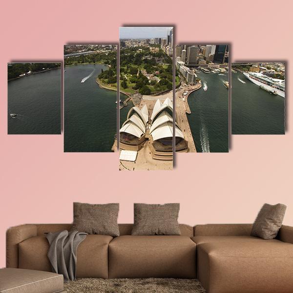 Sydney City From The Air Canvas Wall Art-5 Star-Gallery Wrap-62" x 32"-Tiaracle