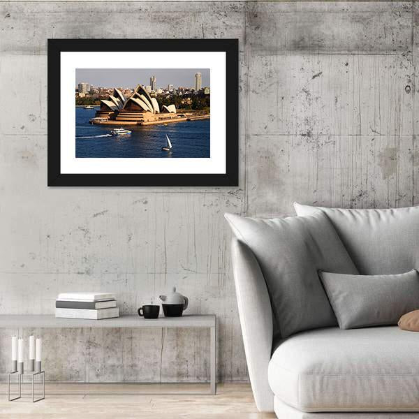 Sydney City Skyline With Opera House Canvas Wall Art-3 Horizontal-Gallery Wrap-25" x 16"-Tiaracle