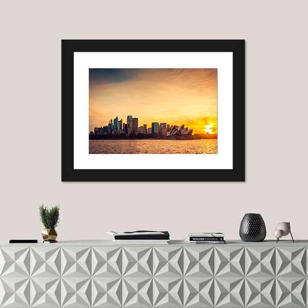Sydney City View At Sunset Canvas Wall Art-1 Piece-Framed Print-20" x 16"-Tiaracle