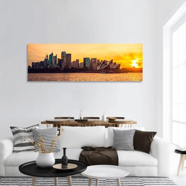 Sydney City View At Sunset Panoramic Canvas Wall Art-1 Piece-36" x 12"-Tiaracle