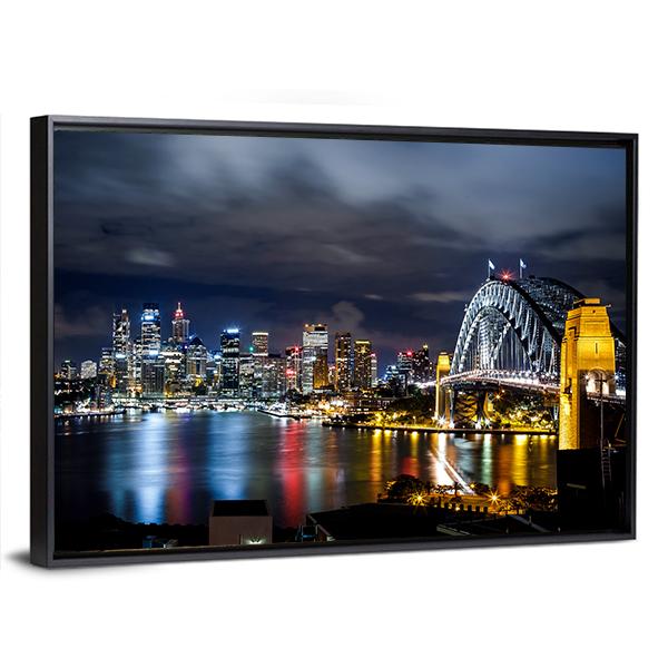 Sydney Harbor And Downtown Buildings Canvas Wall Art-3 Horizontal-Gallery Wrap-25" x 16"-Tiaracle