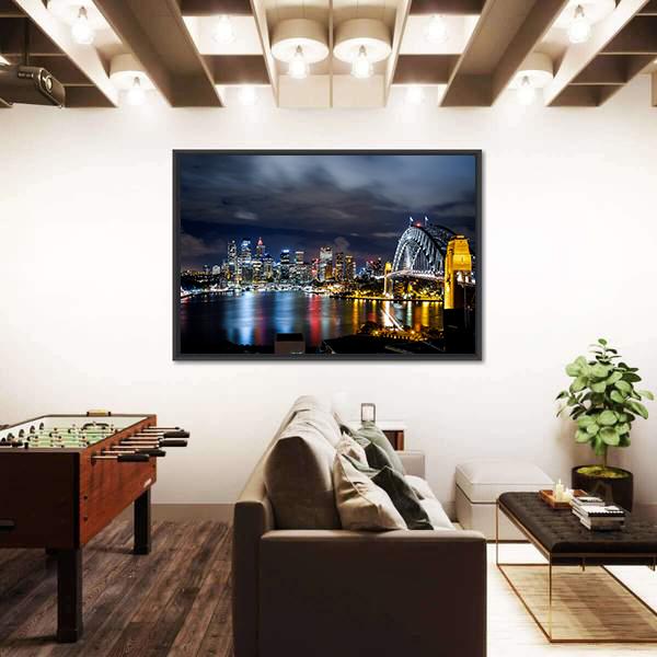 Sydney Harbor And Downtown Buildings Canvas Wall Art-3 Horizontal-Gallery Wrap-25" x 16"-Tiaracle
