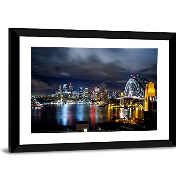 Sydney Harbor And Downtown Buildings Canvas Wall Art-3 Horizontal-Gallery Wrap-25" x 16"-Tiaracle