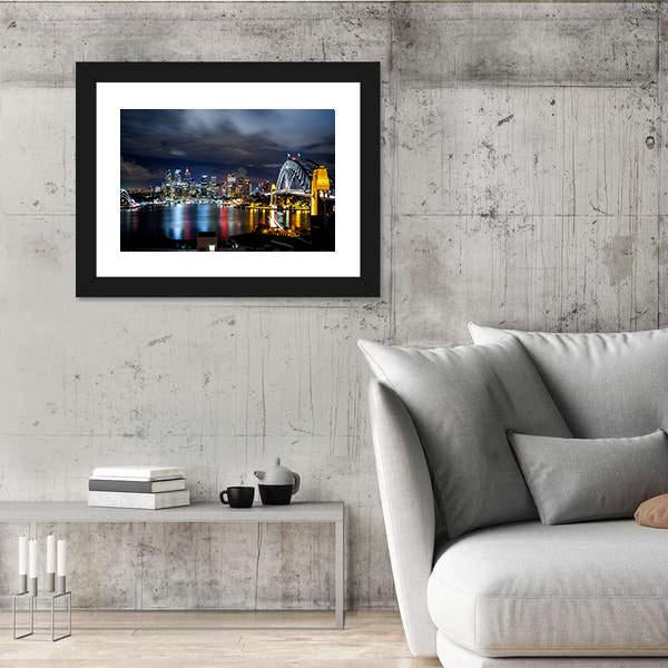 Sydney Harbor And Downtown Buildings Canvas Wall Art-3 Horizontal-Gallery Wrap-25" x 16"-Tiaracle