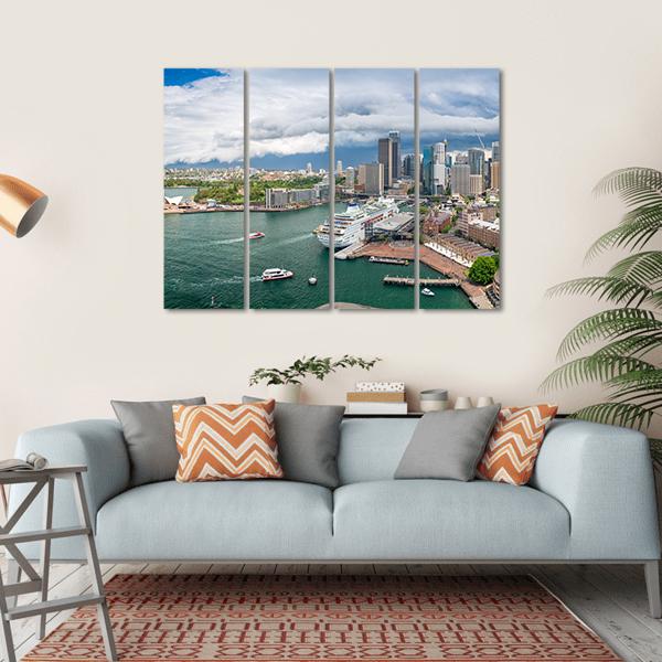 Sydney Harbour Area Canvas Wall Art-4 Horizontal-Gallery Wrap-34" x 24"-Tiaracle