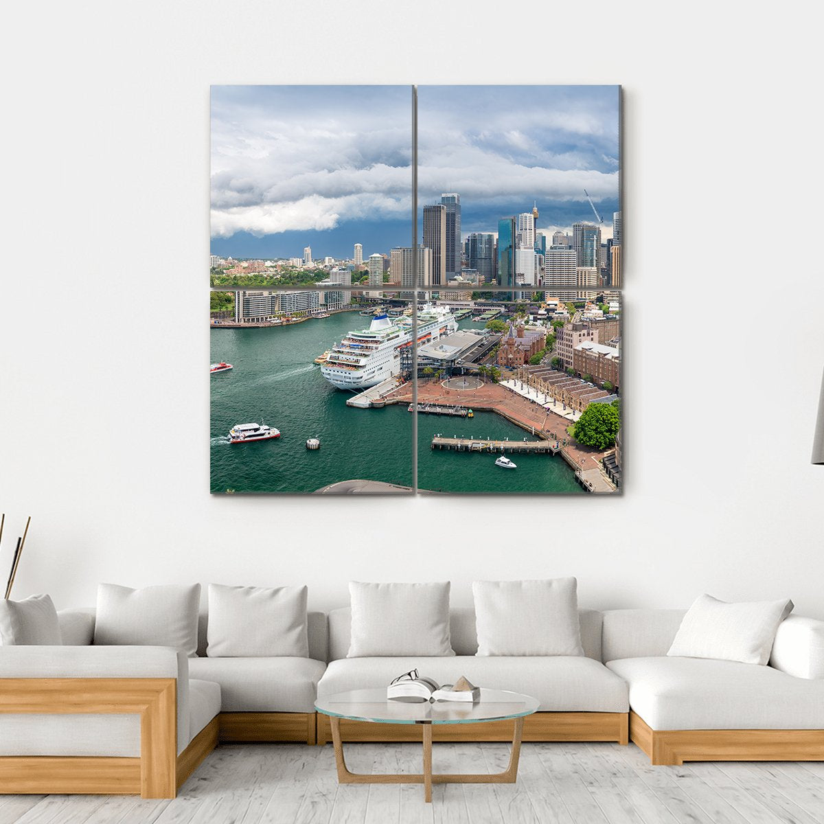 Sydney Harbour Area Canvas Wall Art-4 Square-Gallery Wrap-17" x 17"-Tiaracle