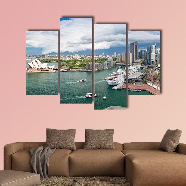 Sydney Harbour Area Canvas Wall Art-4 Pop-Gallery Wrap-50" x 32"-Tiaracle