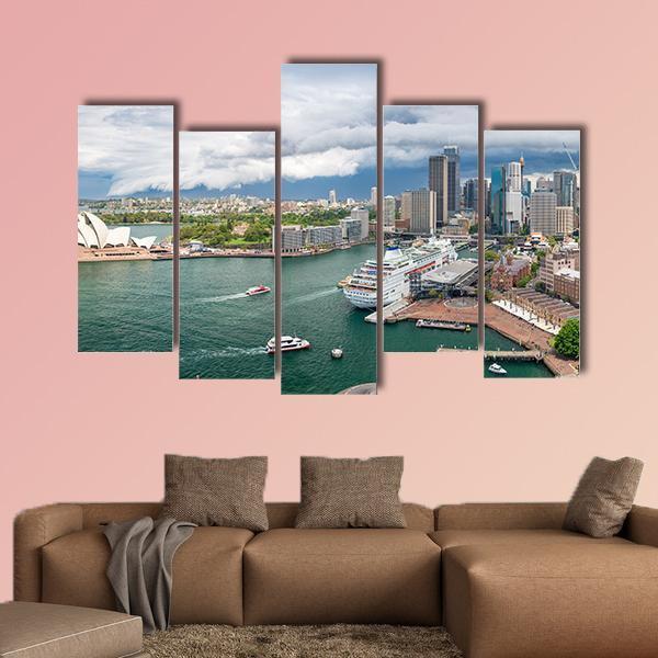 Sydney Harbour Area Canvas Wall Art-5 Pop-Gallery Wrap-47" x 32"-Tiaracle