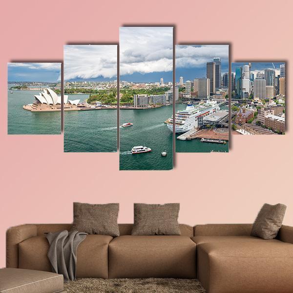 Sydney Harbour Area Canvas Wall Art-5 Star-Gallery Wrap-62" x 32"-Tiaracle