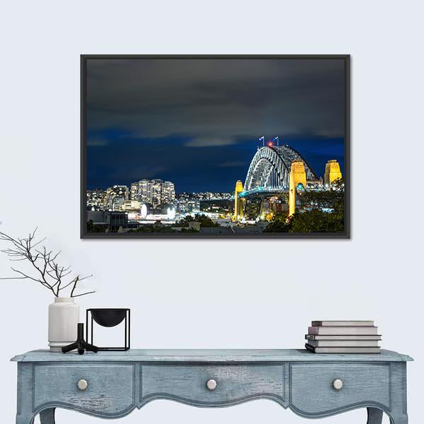 Sydney Harbour Bridge Canvas Wall Art-1 Piece-Floating Frame-24" x 16"-Tiaracle