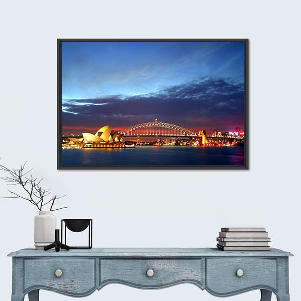 Sydney Harbour Bridge Canvas Wall Art-1 Piece-Floating Frame-24" x 16"-Tiaracle