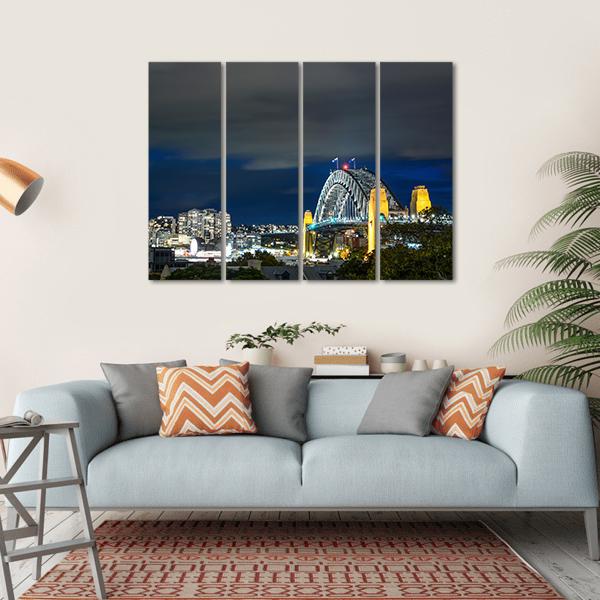 Sydney Harbour Bridge Canvas Wall Art-4 Horizontal-Gallery Wrap-34" x 24"-Tiaracle