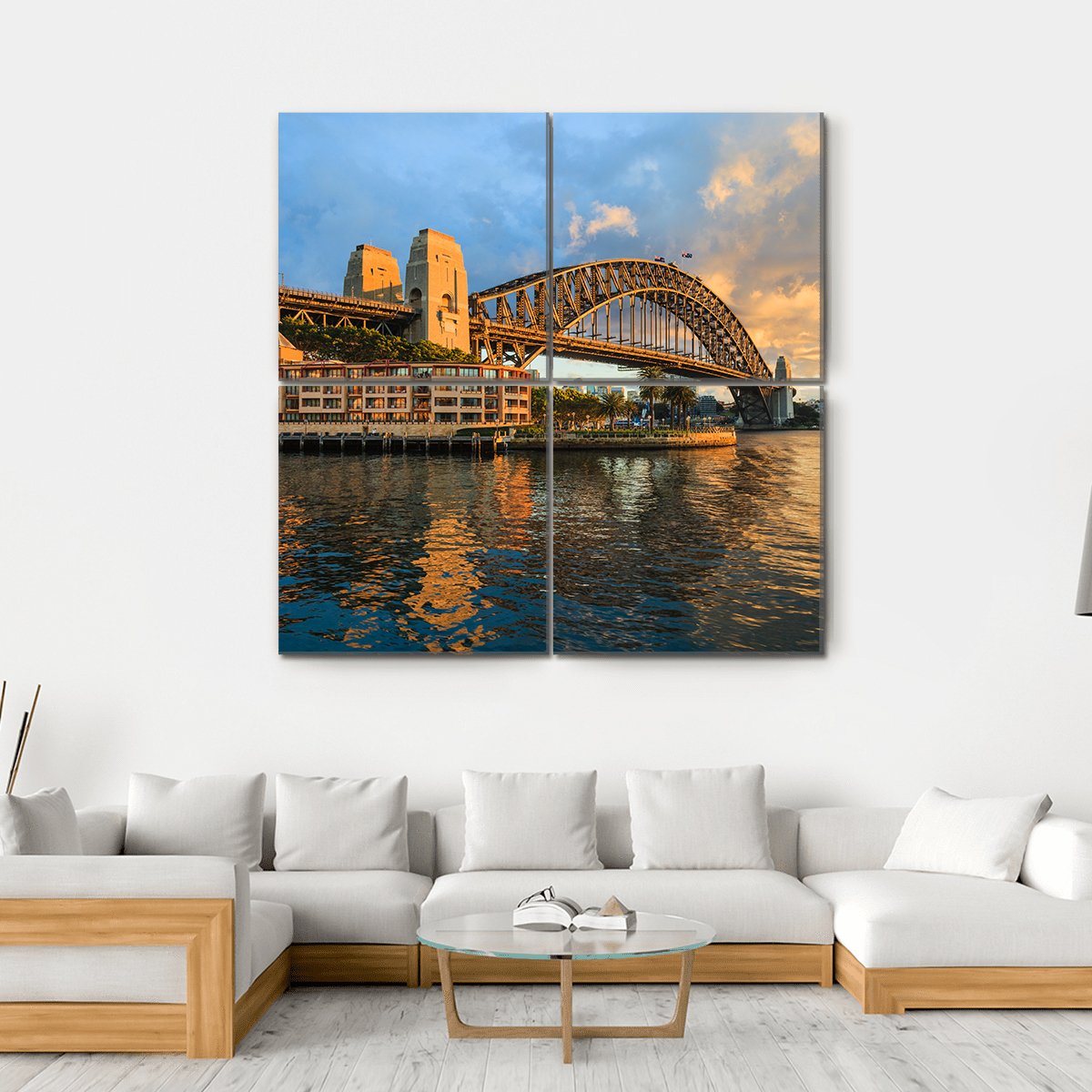 Sydney Harbour Bridge Canvas Wall Art-4 Square-Gallery Wrap-17" x 17"-Tiaracle
