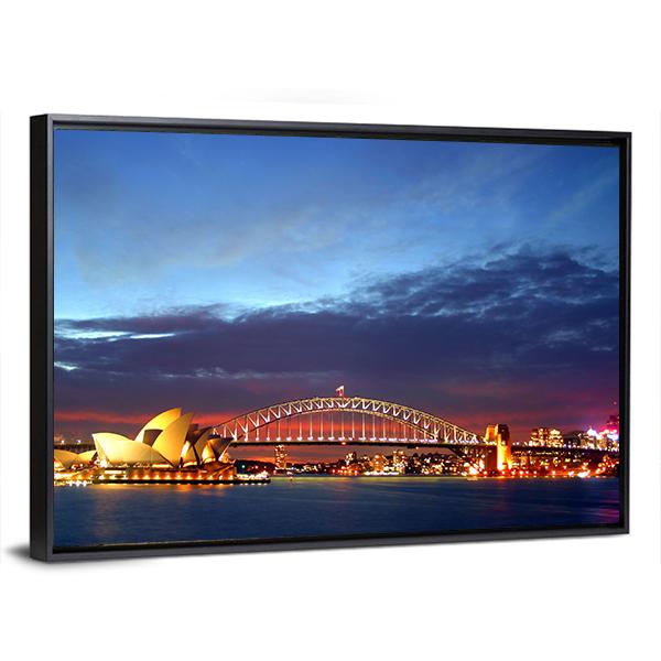 Sydney Harbour Bridge Canvas Wall Art-3 Horizontal-Gallery Wrap-25" x 16"-Tiaracle