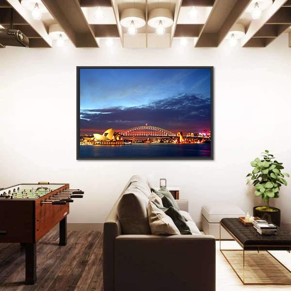Sydney Harbour Bridge Canvas Wall Art-3 Horizontal-Gallery Wrap-25" x 16"-Tiaracle