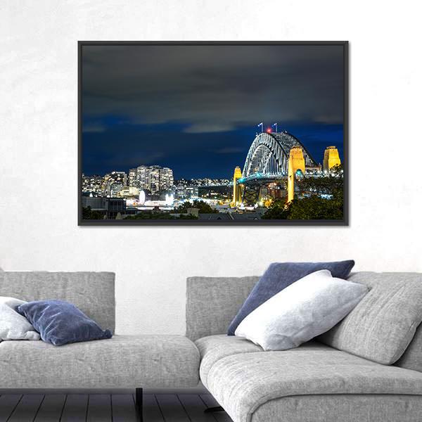 Sydney Harbour Bridge Canvas Wall Art-3 Horizontal-Gallery Wrap-25" x 16"-Tiaracle