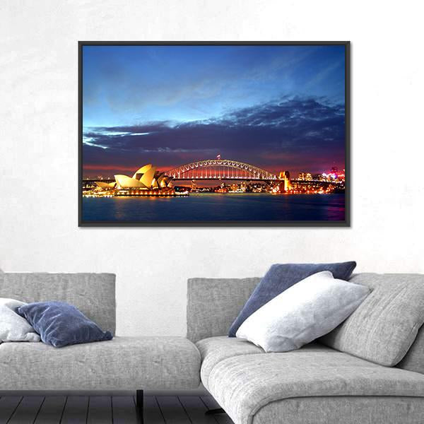 Sydney Harbour Bridge Canvas Wall Art-3 Horizontal-Gallery Wrap-25" x 16"-Tiaracle