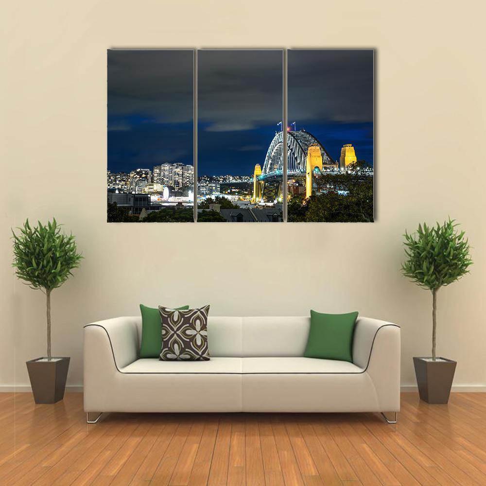 Sydney Harbour Bridge Canvas Wall Art-3 Horizontal-Gallery Wrap-37" x 24"-Tiaracle
