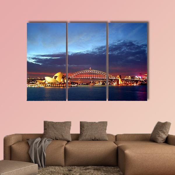 Sydney Harbour Bridge Canvas Wall Art-3 Horizontal-Gallery Wrap-37" x 24"-Tiaracle