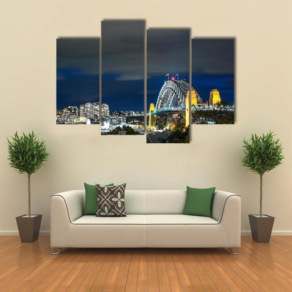Sydney Harbour Bridge Canvas Wall Art-4 Pop-Gallery Wrap-50" x 32"-Tiaracle