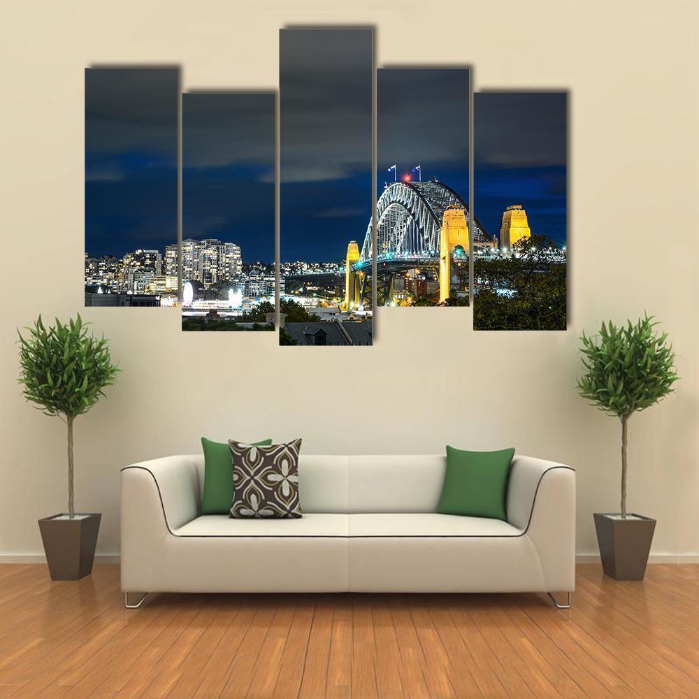 Sydney Harbour Bridge Canvas Wall Art-5 Pop-Gallery Wrap-47" x 32"-Tiaracle