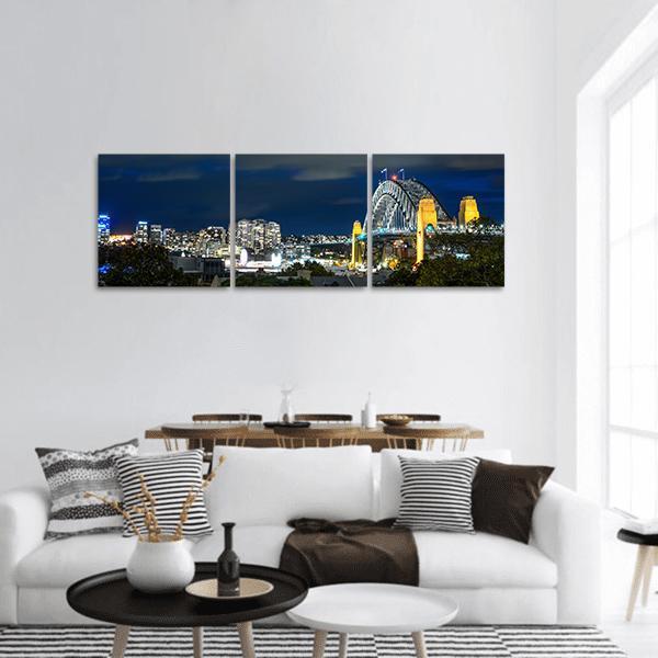 Sydney Harbour Bridge Panoramic Canvas Wall Art-3 Piece-25" x 08"-Tiaracle