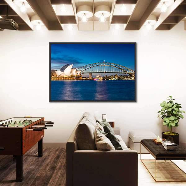 Sydney Harbour In New South Wales Canvas Wall Art-3 Horizontal-Gallery Wrap-25" x 16"-Tiaracle