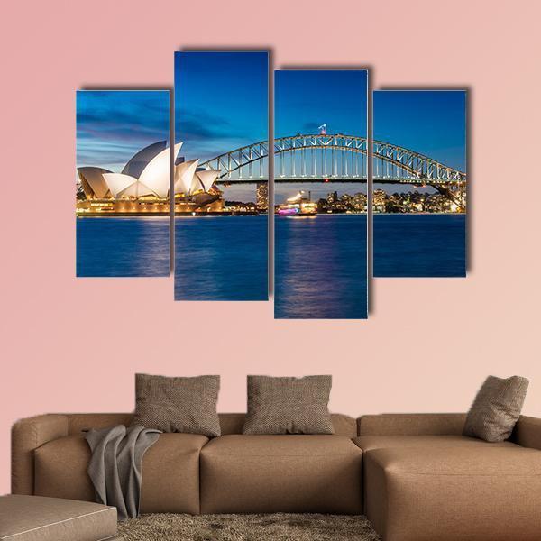Sydney Harbour In New South Wales Canvas Wall Art-4 Pop-Gallery Wrap-50&quot; x 32&quot;-Tiaracle